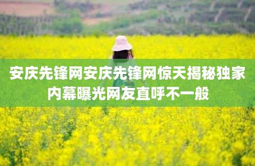 安庆先锋网安庆先锋网惊天揭秘独家内幕曝光网友直呼不一般