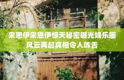 宋恩伊宋恩伊惊天秘密曝光娱乐圈风云再起真相令人咋舌